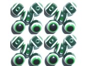 100 Perles Oeil Acrylique Vert foncé 6mm