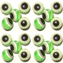 100 Perles Oeil Acrylique Vert clair 12mm