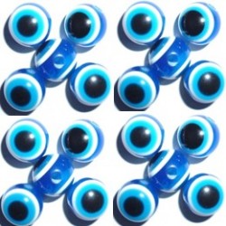 100 Perles Oeil Acrylique Bleu clair 6mm