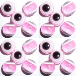 50 Perles Oeil Acrylique Rose 14mm