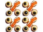 100 Perles Oeil Acrylique Orange 6mm