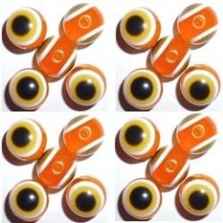 100 Perles Oeil Acrylique Orange 10mm