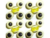 100 Perles Oeil Acrylique Jaune 6mm