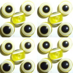 100 Perles Oeil Acrylique Jaune 12mm