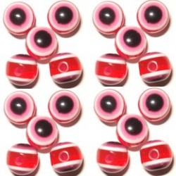 50 Perles Oeil Acrylique Rouge 14mm