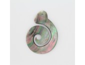 3 pendentifs spirales Nacre grise 'BLACK LIP' 50x40