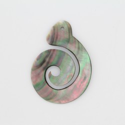 3 pendentifs spirales Nacre grise 'BLACK LIP' 50x40