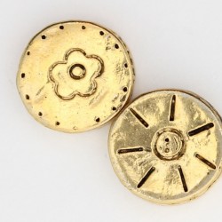 10 perles plates metal doré antique 14x4.5mm