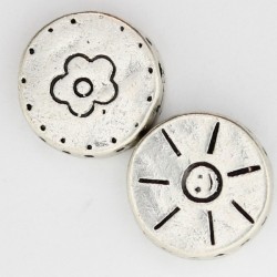 10 perles plates metal argenté antique 14x4.5mm