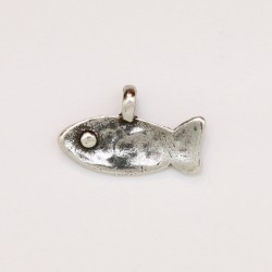 50 poissons metal argenté antique 15x9x1mm