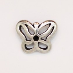 25 papillons metal argenté antique 13x16x5mm