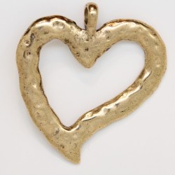 5 pendentifs coeurs metal doré antique 51x47x3mm