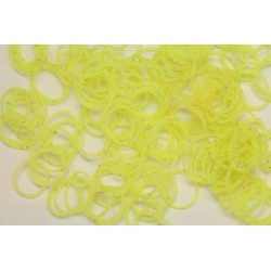 600 loom bands SILICONE jaune paillettes
