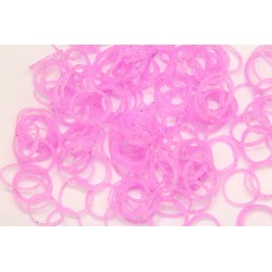 600 loom bands SILICONE Violet clair paillettes