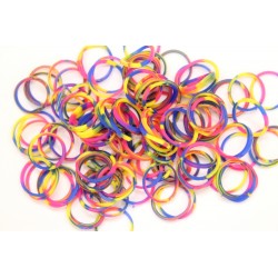 600 loom bands SILICONE tricolore bleu jaune rouge