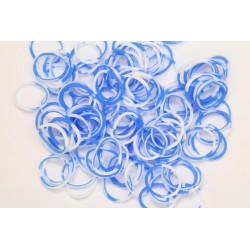 600 loom bands SILICONE bicolore bleu et blanc