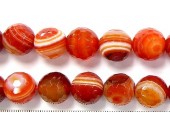 Perles Facettes Agate Rouge Striée 4mm - Fil de 40 Centimetres
