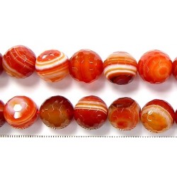 Perles Facettes Agate Rouge Striée 4mm - Fil de 40 Centimetres