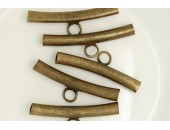 25 Tubes courbes a anneau 30mm (trou 3.6mm ) Laiton Antique